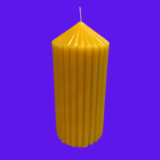 Pure Beeswax 6” Reeded Pillar Candle