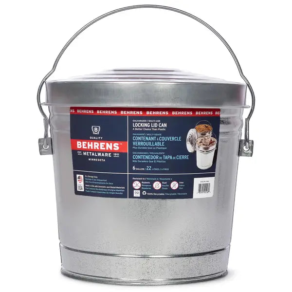 Behrens 6 Gallon Galvanized Steel Locking Lid Dry Storage Can